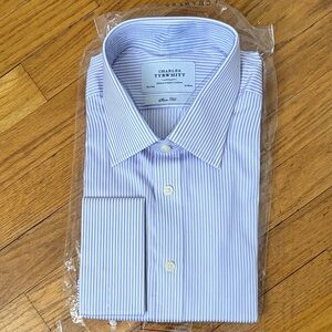 Charles Tyrwhitt Men's purple Striped Dress Shirt